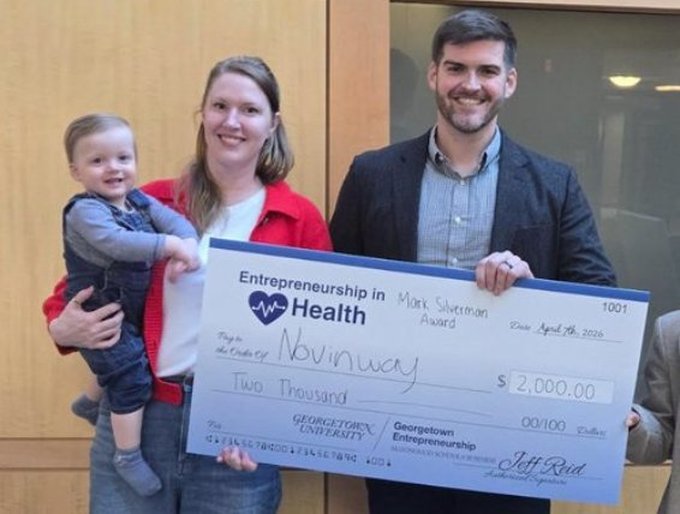 Syd Pickard and Jeff Moeller accepting the 2026 Georgetown Entrepreneurship in Health Challenge award