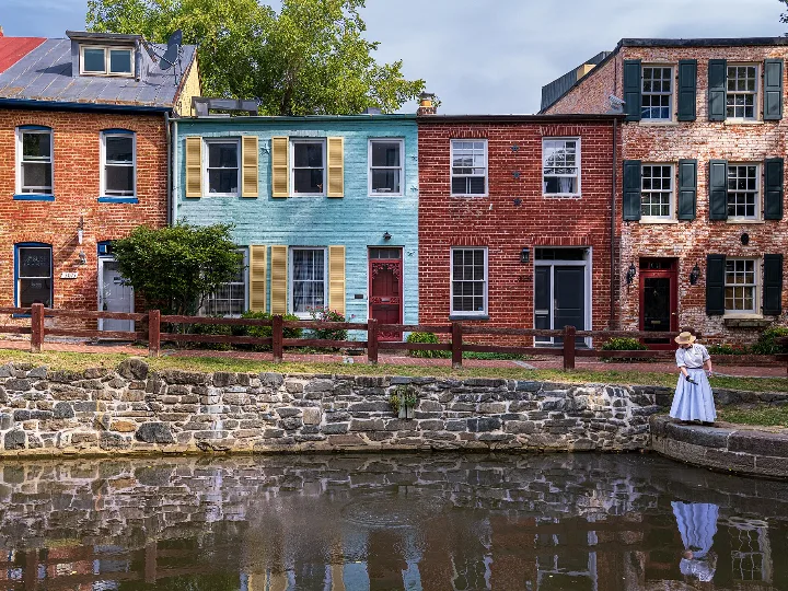 Rowhouses along the C&O Canal in Georgetown, Washington, DC
